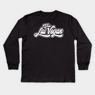 Viva las Vegan satirical humor funky retro white Kids Long Sleeve T-Shirt